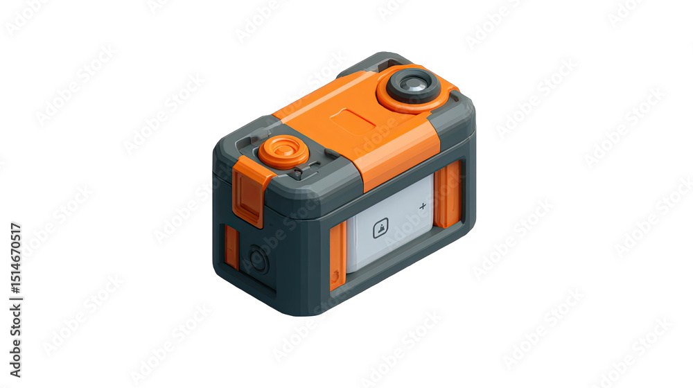 Fototapeta premium Orange and gray isometric action camera
