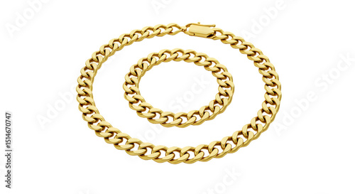 Luxury Gold Cuban Link Chain Necklace Set Mens Hip Hop Jewelry Bling photo