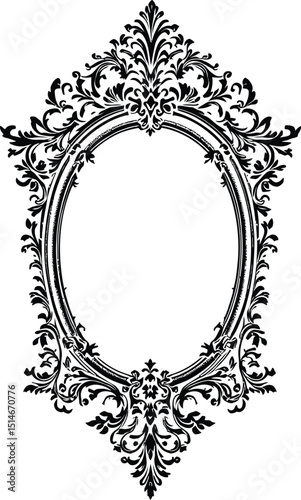 Ornate Oval Frame – Representation of Vintage Elegance, Decoration, and Classic Art Vector Illustration