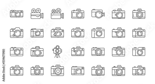 Collection of Camera and Film Camera Icons EPS Vector Graphics