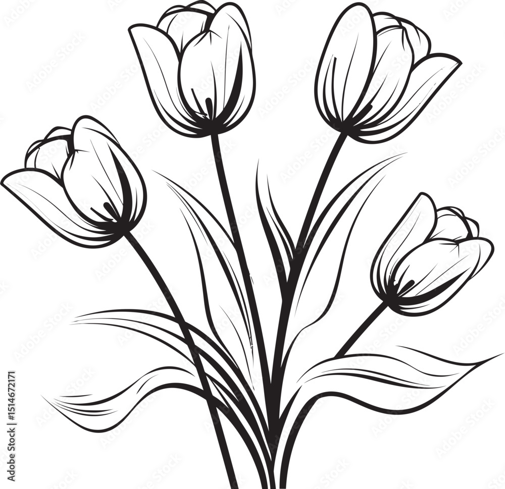 Tulip Flower Cluster Black Vector Logo Design Minimal Black Tulip Bunch Icon Vector Logo Tulip Flower Cluster Black Vector Logo Design Minimal Black Tulip Bunch Icon Vector Logo