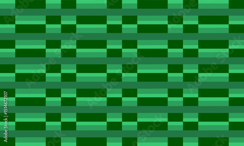 green chessboard and strip pattern as seamless repeat style, replete image design for fabric printing, horizontal line row