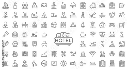 Extensive Collection of Hotel and Hospitality Line Icons  Perfect for Websites and Apps