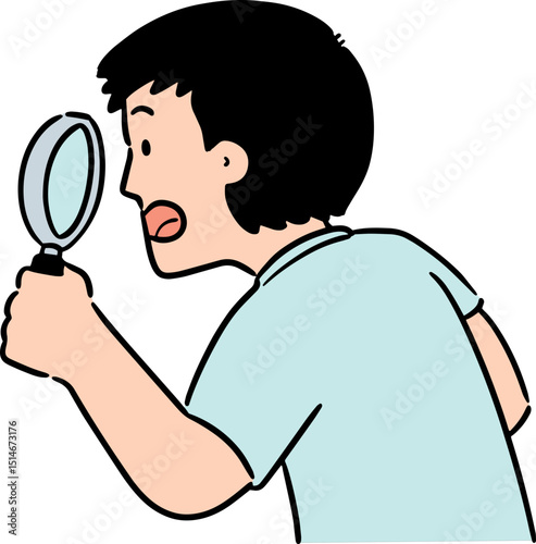 Illustration of man using magnifying glass
