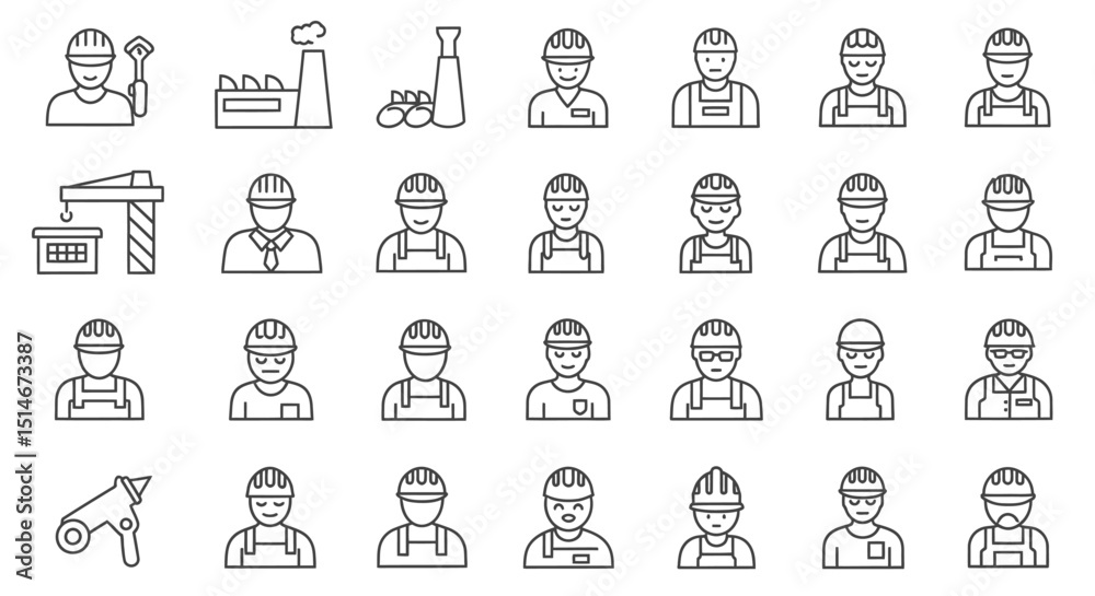 Industrial Worker Icons Line Art Vector Graphics for Design Projects Industrial Worker Icons Line Art Vector Graphics for Design Projects