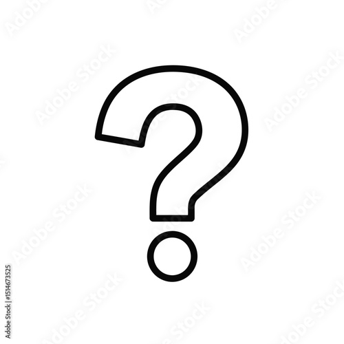 Simple Black Outline Question Mark on White Background Symbolizing Inquiry and Uncertainty in Minimalist Style