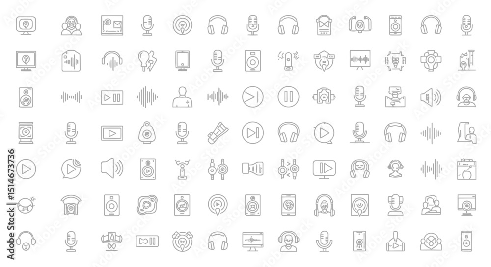 Podcast Icons A Comprehensive Collection of Audio and Voice Recording Symbols Podcast Icons A Comprehensive Collection of Audio and Voice Recording Symbols