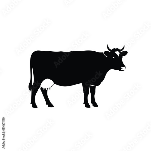 Black and White Silhouette of a Dairy Cow