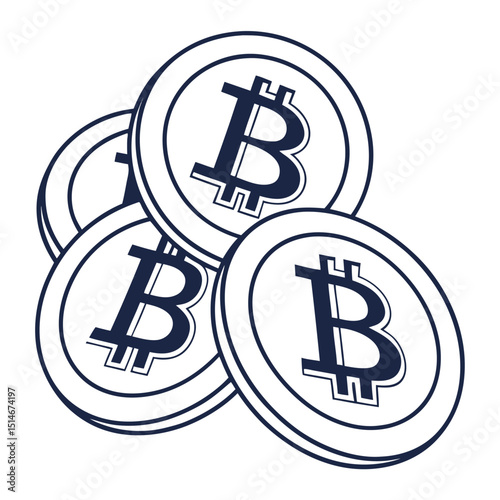 Three overlapping bitcoin coin silhouettes with eps