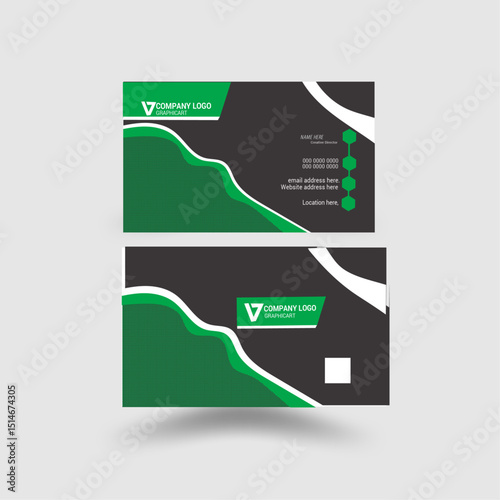 Green Luxury Abstract Business Card Template Creative modern clean corporate double-side business card template, personal visiting card,
professional simple identity card. 