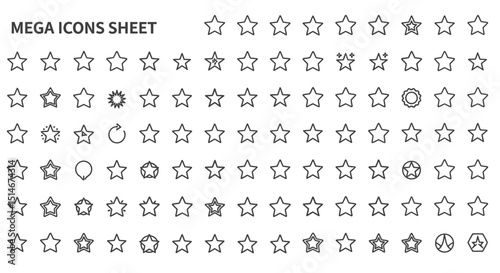 Mega Star Icons Sheet 60+ Line Art Star Icons for Design Projects