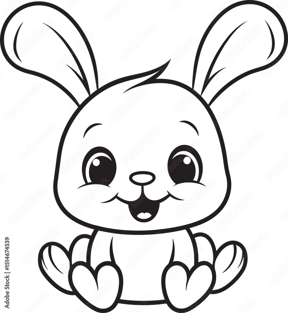 Obraz premium Simple Kid Rabbit Vector Logo Black Coloring Logo Kid Friendly Rabbit Child Vector Logo Black Outline Icon
