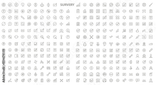 Extensive Collection of Line Icons for Surveys, Feedback, and User Experience