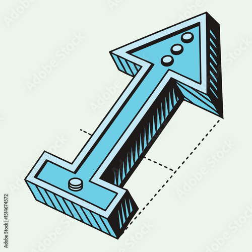 A heavy 3d arrow forged from brushed metal vector eps