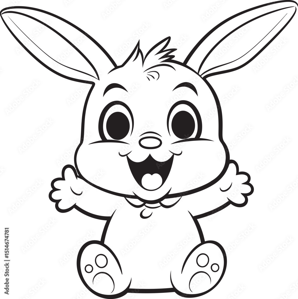 Obraz premium Playful Rabbit Kid Vector Logo Black Silhouette Simple Black Vector Logo Cute Rabbit Child Icon