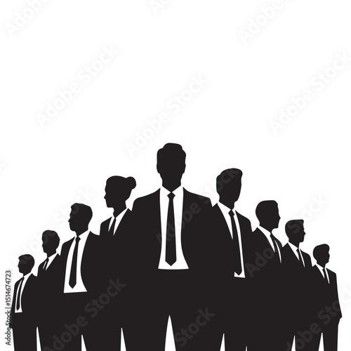 Business people, set of vector silhouettes and silhouettes of men
