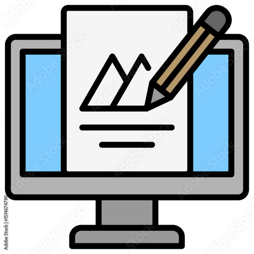 Web Design outline color icon