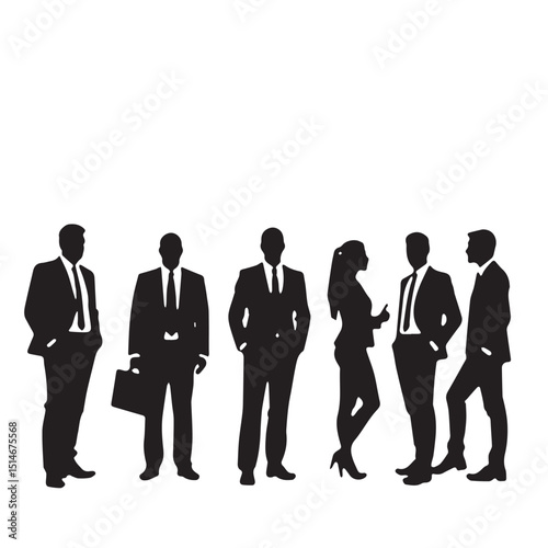 Business people, set of vector silhouettes and silhouettes of men
