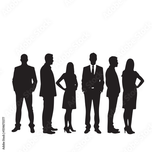 Business people, set of vector silhouettes and silhouettes of men

