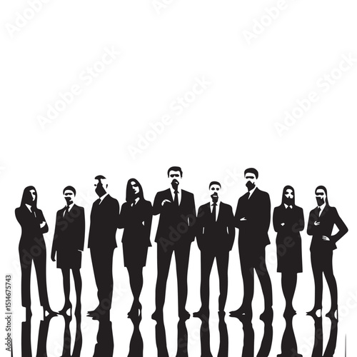 Business people, set of vector silhouettes and silhouettes of men
