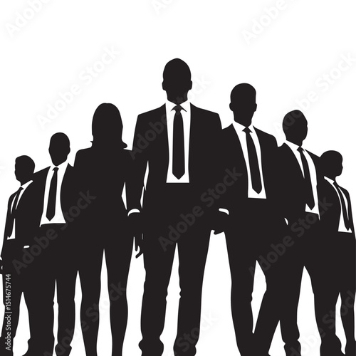 Business people, set of vector silhouettes and silhouettes of men
