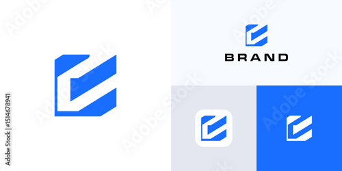 Letter C or E modern geometric logo icon design vector illustration element editable, Creative ideas symbol CE, EC with simple negative space for technology, brand identity and other business company