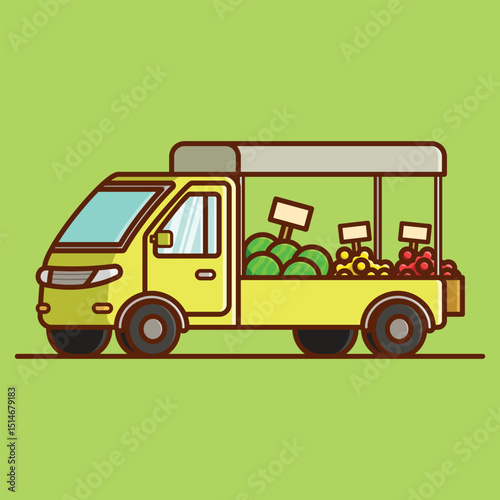 Simple Fruit Frenzy Truck cartoon vector illustration Collection of Truck Shop concept icon isolated
