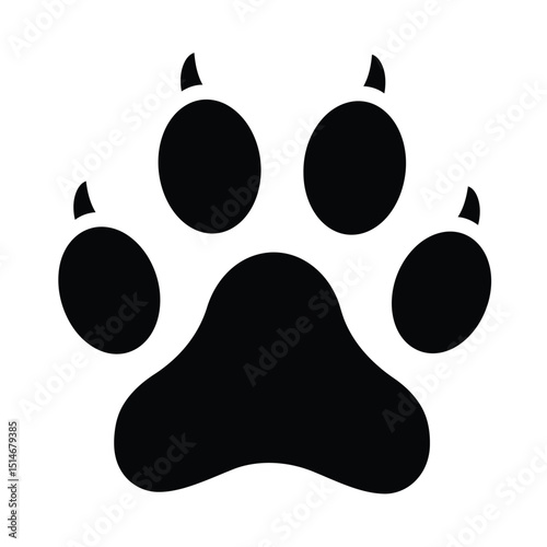 Simple Black Animal Paw Print Icon