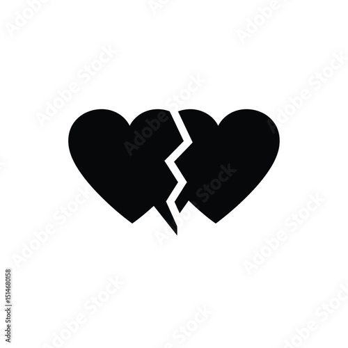 Broken heart icon symbol of heartbreak and separation