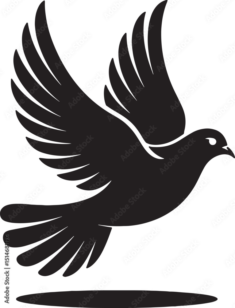 Obraz premium Flying Dove Silhouette Isolated on White Background
