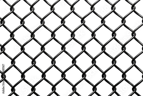 black metal chain link fence isolated on white or transparent png