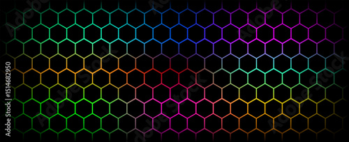 Hexagonal cyberspace green background. Hexagon grid tech pattern.