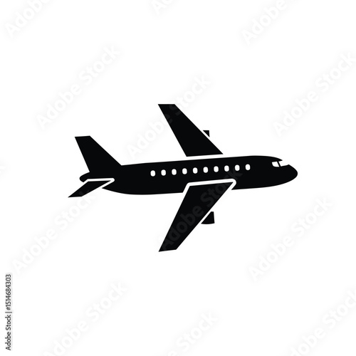 Simple Black Airplane Icon for Travel Transportation Design