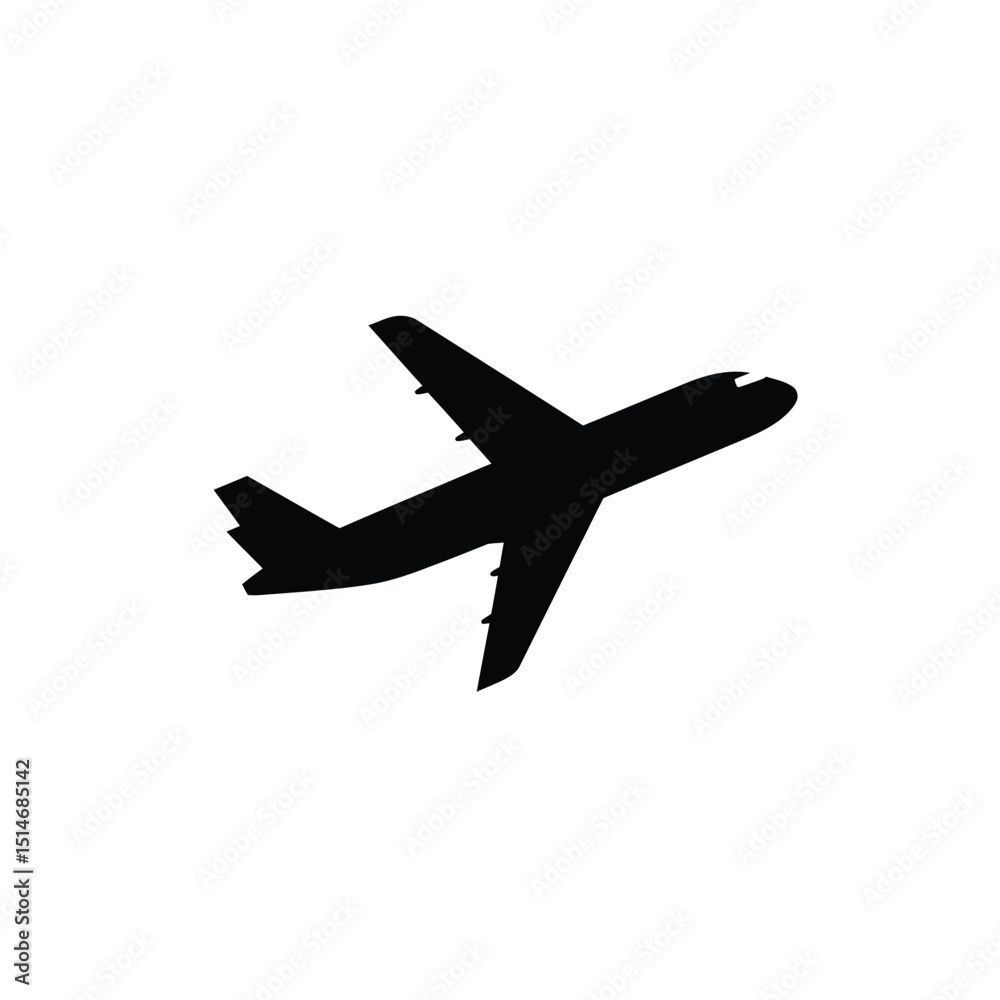 Simple Black Silhouette of a Passenger Airplane in Flight Simple Black Silhouette of a Passenger Airplane in Flight