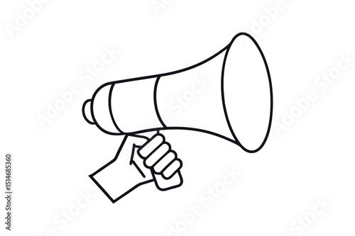 hand holding megaphone line art vector