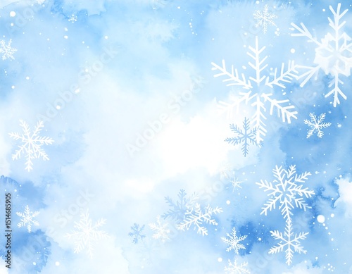 Wintery watercolor snowflakes
