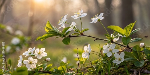Dreamy Spring Blossoms with White Petals and Soft Bokeh Light V2