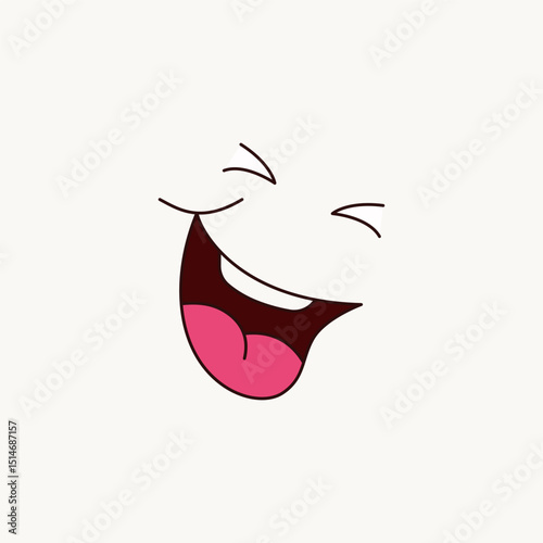 Funny vector laughing lips illustration, laughing face expression