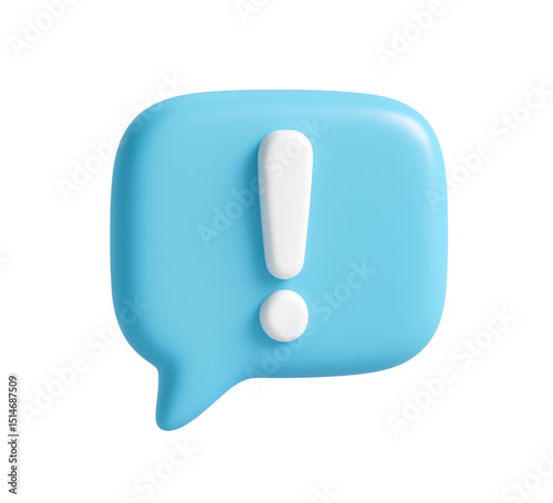 3d exclamation mark icon on white background