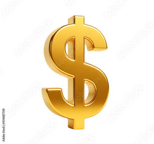 3d render golden dollar currency symbol