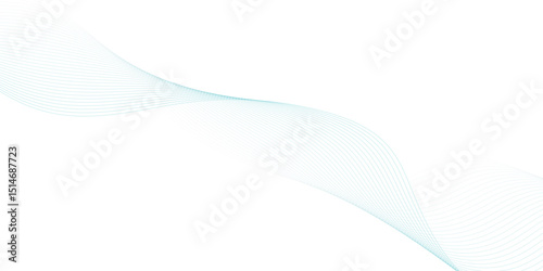 Abstract blue smooth wave on a white background. Dynamic sound wave. Design element. Vector illustration.