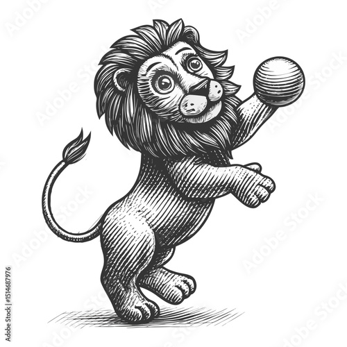 Roaring Lion collection  sketch engraving vector illustration