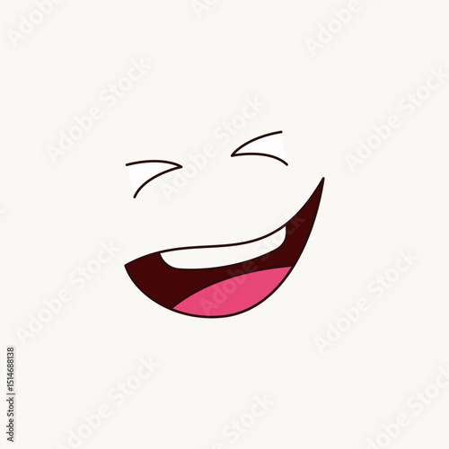 Funny vector laughing lips illustration, laughing face expression