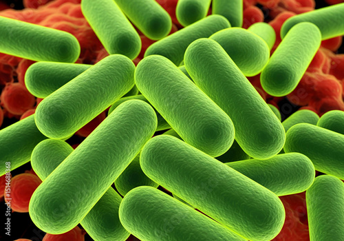 Close-up 3D illustration of green rod-shaped bacteria, representing microbiology, germs, pathogens, and infectious diseases—ideal for scientific, medical, or educational content.