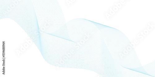 Abstract blue smooth wave on a white background. Dynamic sound wave. Design element. Vector illustration.