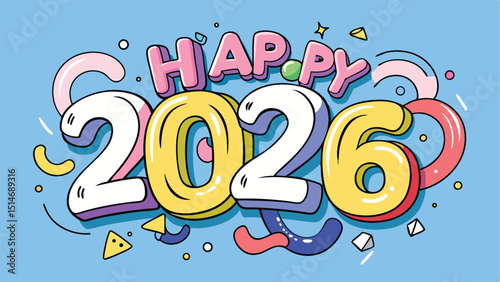 Happy new year 2026, 3d, 2026, Happy 2026 new year vector background
