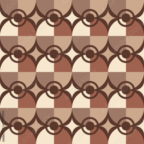 Minimalist Geometric Mid Century Modern Style Coffee Color Seamless Pattern