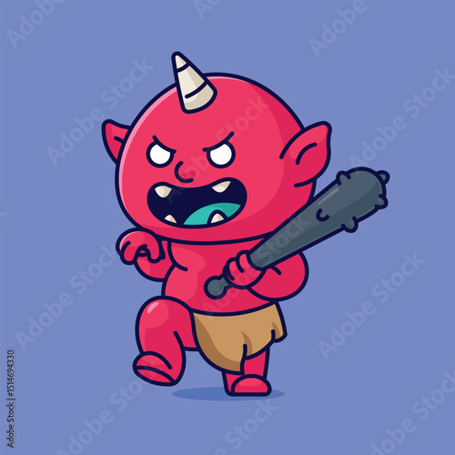 Simple Oni The Demon of Japanese Hell cartoon vector illustration Collection of Japan ghost concept icon isolated