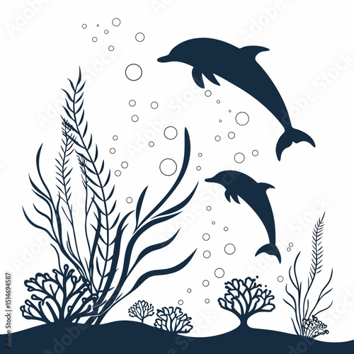 seamless pattern with dolphins