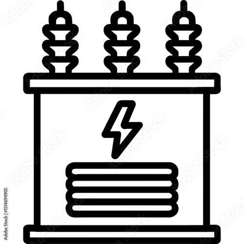 Minimalist outline of electrical transformer icon